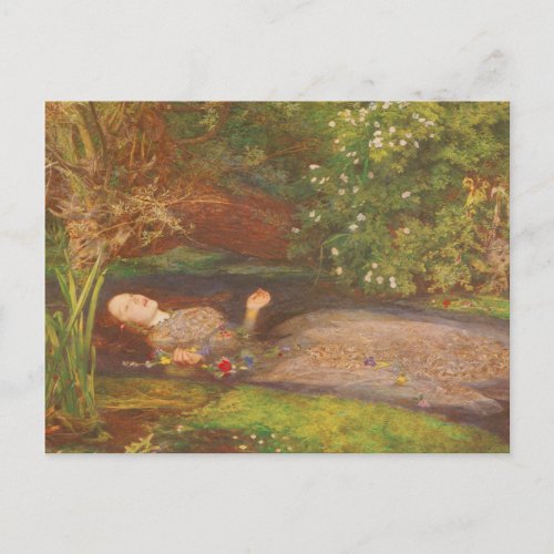 Ophelia by Millais Vintage Victorian Fine Art Postcard