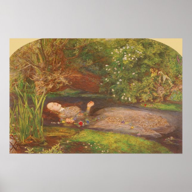 Ophelia by Millais, Vintage Victorian Fine Art Poster (Front)