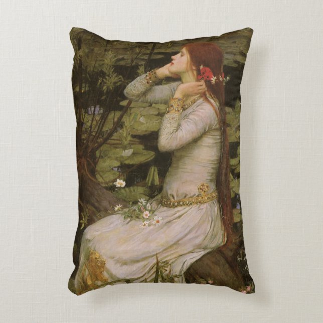 Ophelia by the Pond by John William Waterhouse Accent Pillow (Front(Vertical))