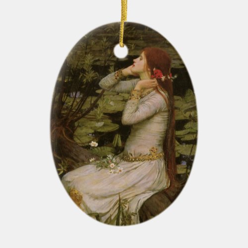 Ophelia by the Pond by John William Waterhouse Ceramic Ornament