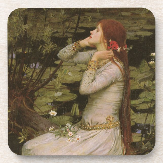 Ophelia by the Pond by John William Waterhouse Coaster (Front)