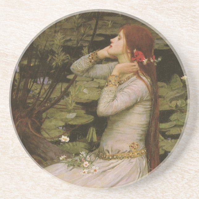 Ophelia by the Pond by John William Waterhouse Drink Coaster (Front)