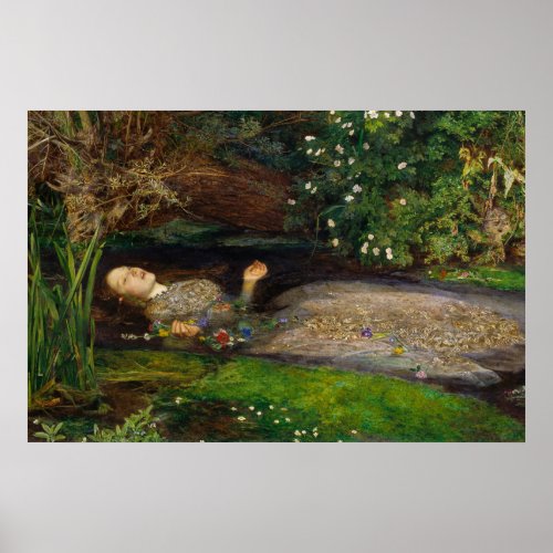 Ophelia c 1852 by Sir John Everett Millais Poster