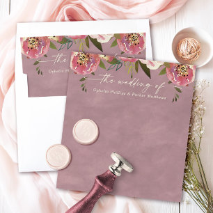 Ophelia Cottagecore Dusty Pink Floral Wedding Envelope Liner