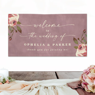 Ophelia Cottagecore Dusty Pink Wedding Welcome Banner
