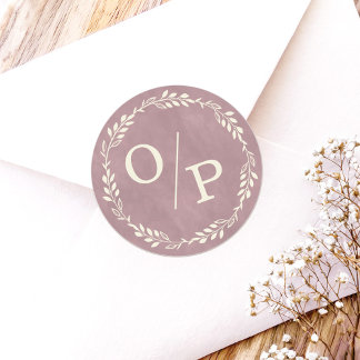 Ophelia Cottagecore Pink Monogram Wedding Stickers