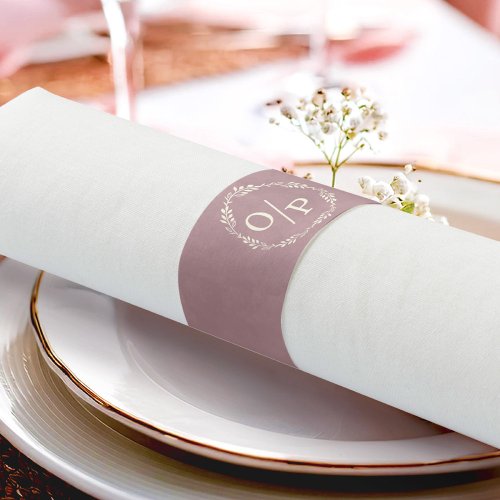 Ophelia Elegant Dusty Pink Floral Wedding Monogram Napkin Bands