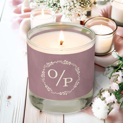 Ophelia Elegant Dusty Pink Floral Wedding Monogram Scented Candle