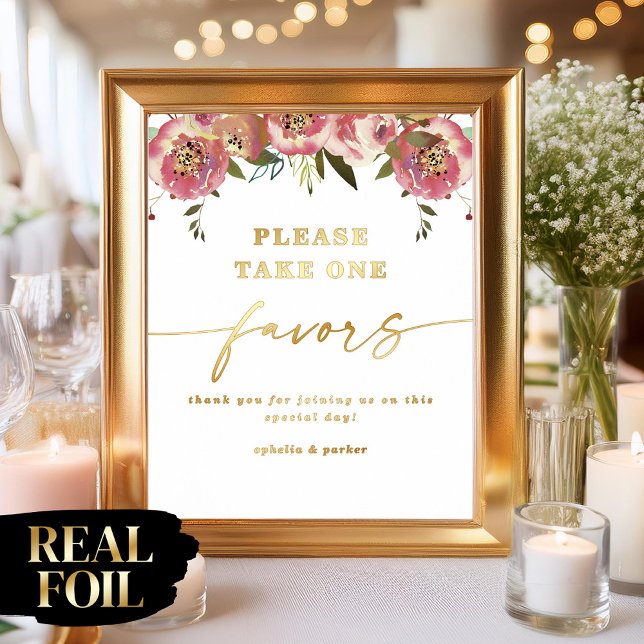 Ophelia Elegant Favors Real Foil Wedding Sign (Say "I DO" to Romantic Watercolor Florals and a Cottagecore Vibe with the Ophelia Wedding Suite.)