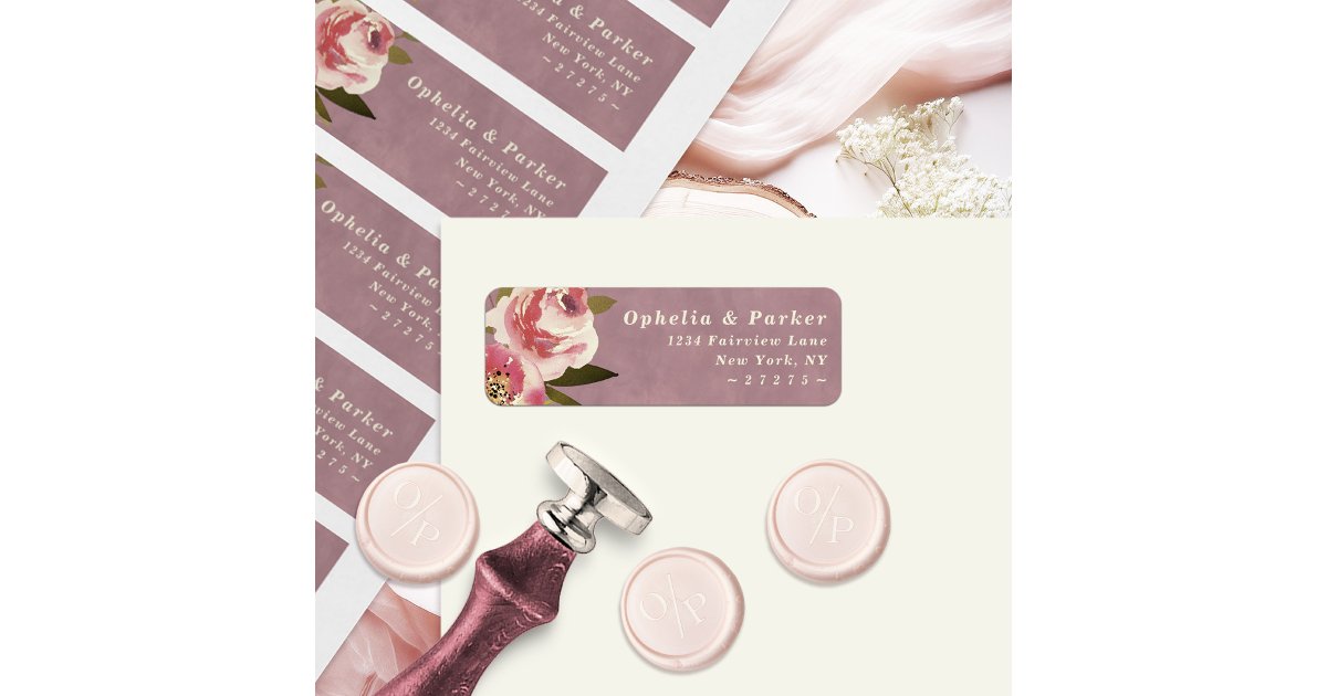 Ophelia Floral Dusty Pink Wedding Return Address Label | Zazzle