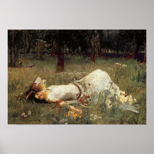 OPHELIA IN THE MEADOW _ WATERHOUSE DECO PRINT