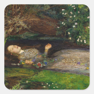Ophelia in the water square sticker