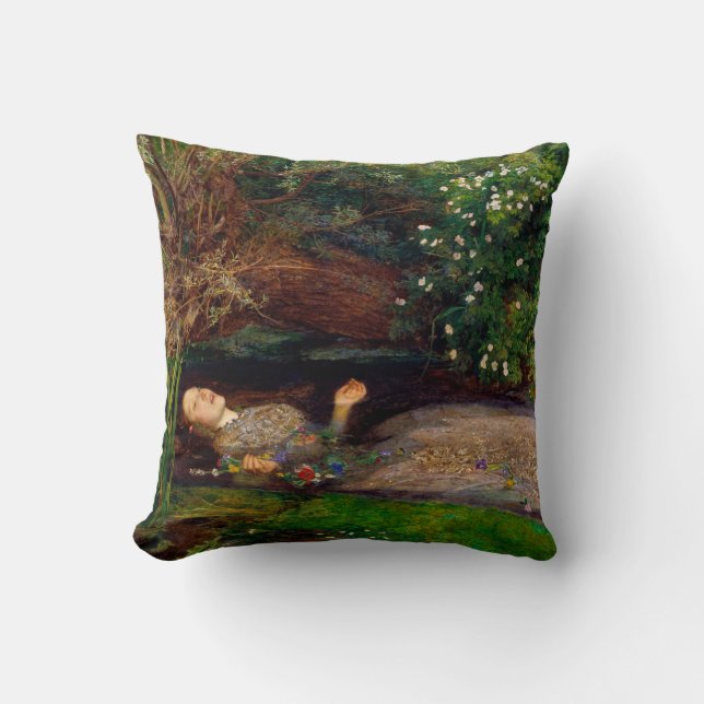 Ophelia, John Everett Millais, 1851-1852 Throw Pillow (Front)
