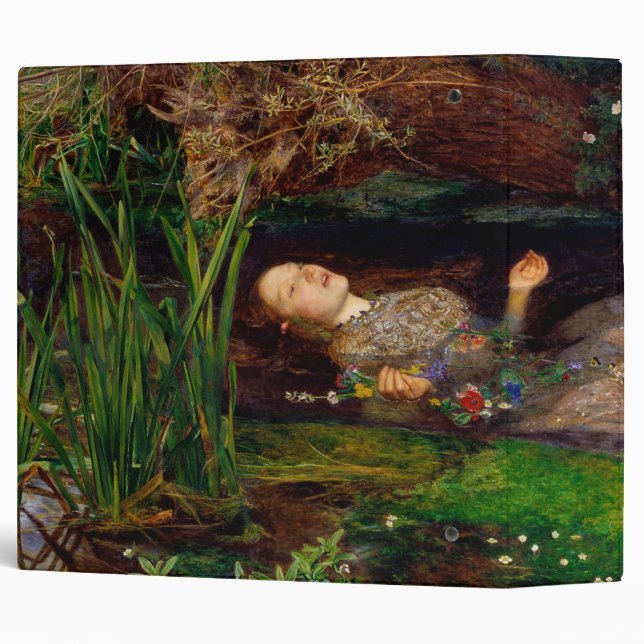 Ophelia, John Everett Millais 3 Ring Binder (Back/Spine)