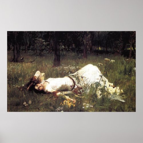 Ophelia Lying in the Meadow Poster