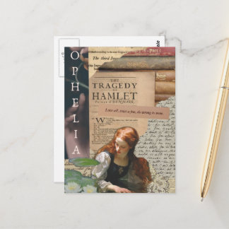 Ophelia Mixed Media Collage Torn Papers Postcard