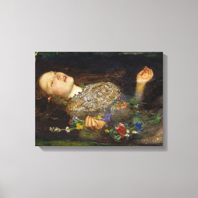Ophelia Painting By John Everett Millais Canvas Print (Front)