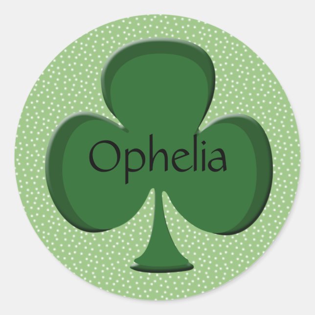 Ophelia Personalized Irish Shamrock Stickers (Front)