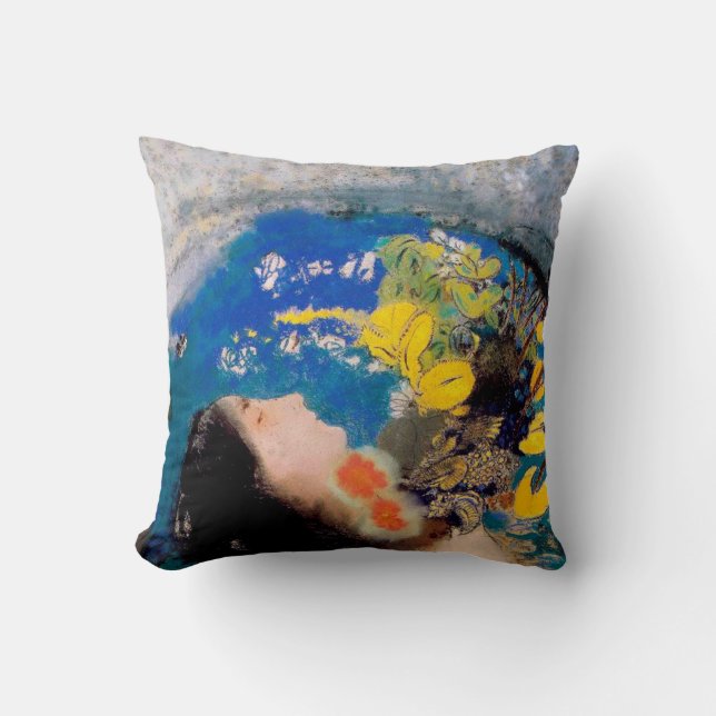 Ophelia, Redon Throw Pillow (Front)