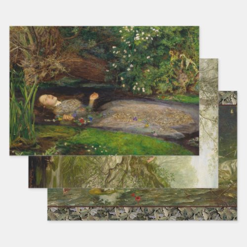 OPHELIA TRIO HEAVY WEIGHT DECOUPAGE  WRAPPING PAPER SHEETS