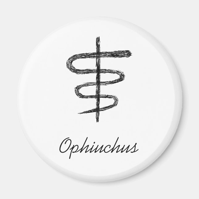 Ophiuchus. Zodiac Sign. Black Sketch. Magnet (Front)