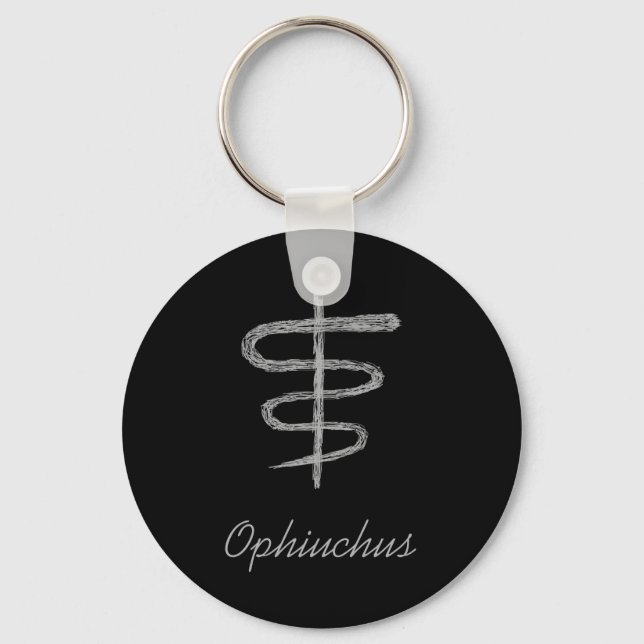 Ophiuchus. Zodiac Sign in Gray. Keychain (Front)