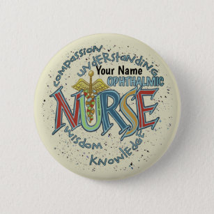 Ophthalmic Nurse Caduceus Motto custom name pin