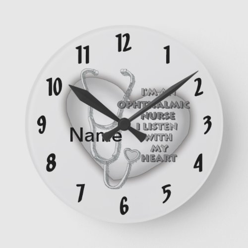 Ophthalmic Nurse  Gray Heart custom name clock