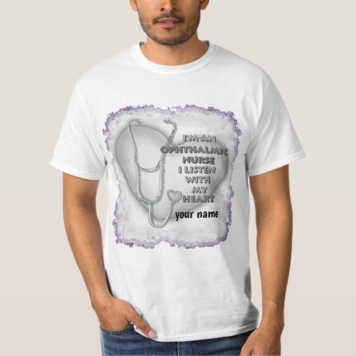 Ophthalmic Nurse Gray Heart custom name t_shirt