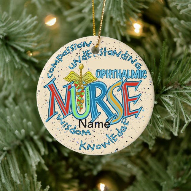 Ophthalmic Nurse Motto custom nurses ornament (Tree)
