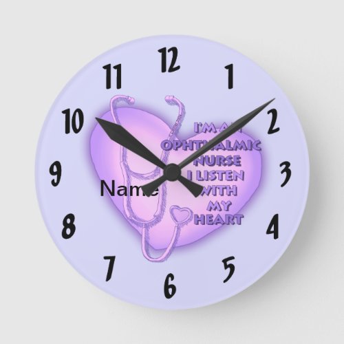 Ophthalmic Nurse Purple Heart custom name clock