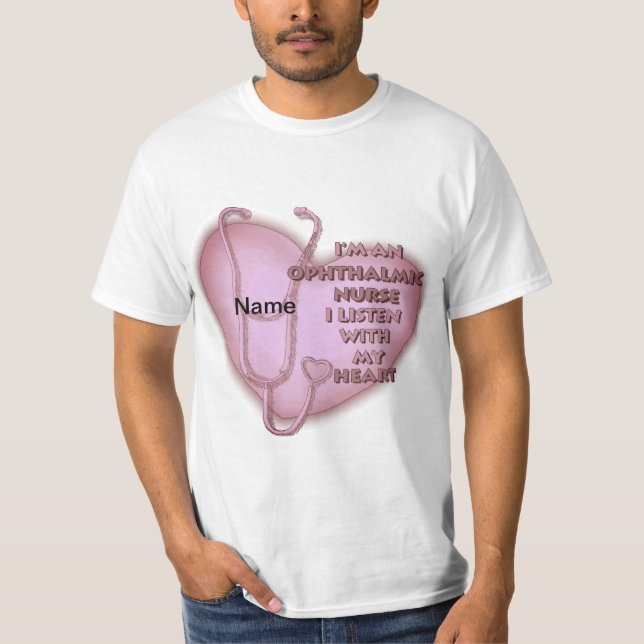 Ophthalmic Nurse Red Heart custom nurses t-shirt (Front)