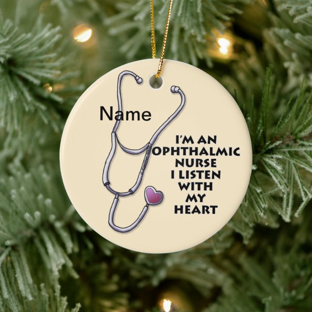 Ophthalmic Nurse Stethoscope Heart custom nurses Ceramic Ornament (Tree)
