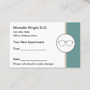 Ophthalmologist And Optometrist Appointment Cards