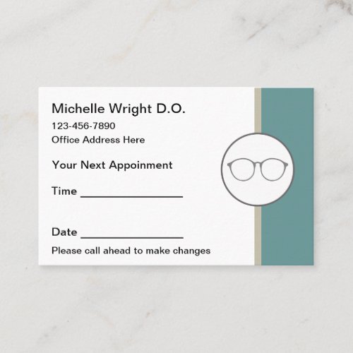 Ophthalmologist And Optometrist Appointment Cards