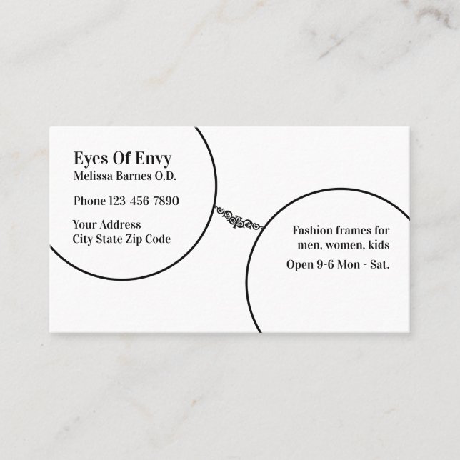 Ophthalmologist Eyewear Store Business Card (Front)