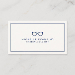 Ophthalmologist Navy Blue and Ivory Eyeglasses Business Card
