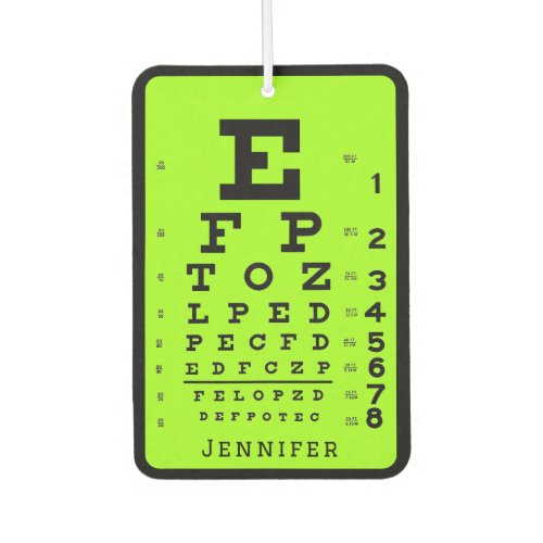 Ophthalmology Eye Chart Green  Black Air Freshener