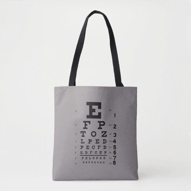Ophthalmology Eye Chart Science Pop Art Gray Tote Bag (Front)