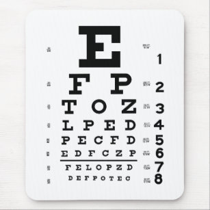 Ophthalmology Optometry Eye Chart White and Black Mouse Pad