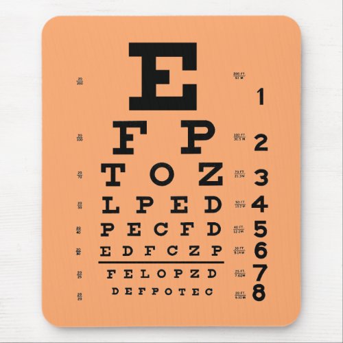 Ophthalmology Optometry Medical Eye Chart Apricot Mouse Pad