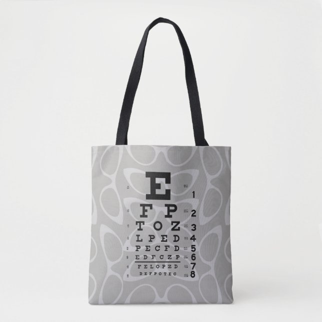 Ophthalmology Retro Eye Chart Cat Eyes Gray Tote Bag (Front)