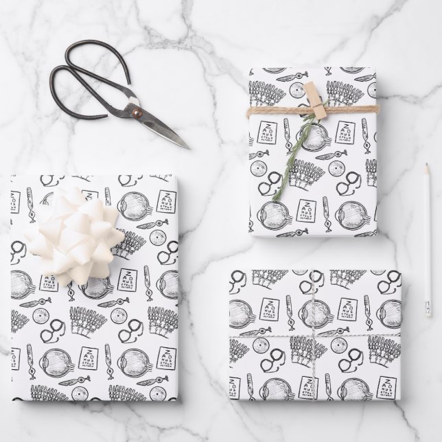 Ophthalmology Sketches Wrapping Paper Sheets (Front)