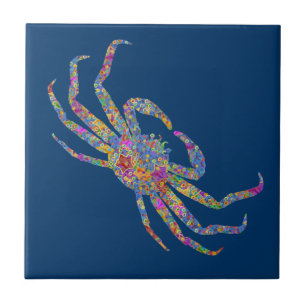 Opilio Crab in Blue With Stars Ceramic Tile