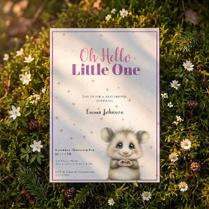 Opossum Baby Shower • Girl Invitation
