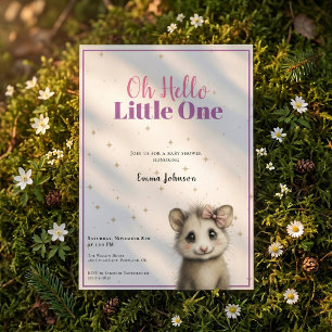 Opossum Baby Shower • Girl Invitation