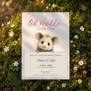 Opossum Baby Shower • Girl Invitation