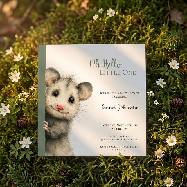 Opossum Baby Shower Invitation (Opossum Baby Shower Invitation)