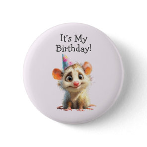 Opossum Birthday Button • Cute Woodland Party