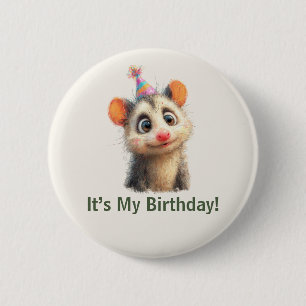 Opossum Birthday Button • Cute Woodland Party